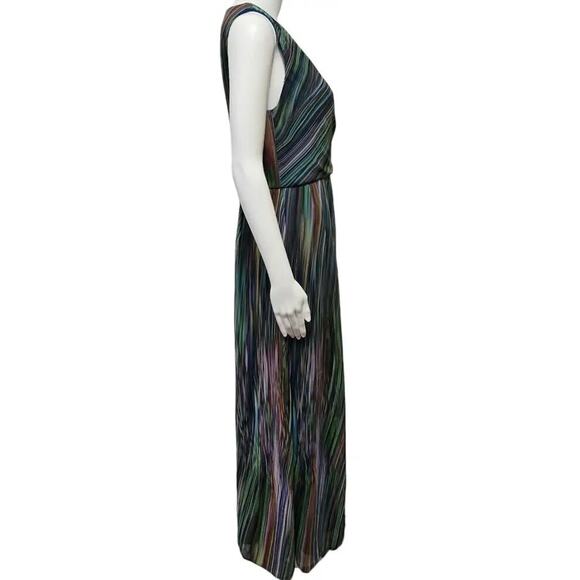 NEW Coldwater Creek Multicolored Surplice Chiffon Rainbow Maxi Dress Sz 12 Lined - Picture 6 of 11